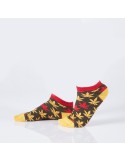 Khakifarbene kurze Damensocken mit bunten Blättern SD39 – Online-Shop – Boutique